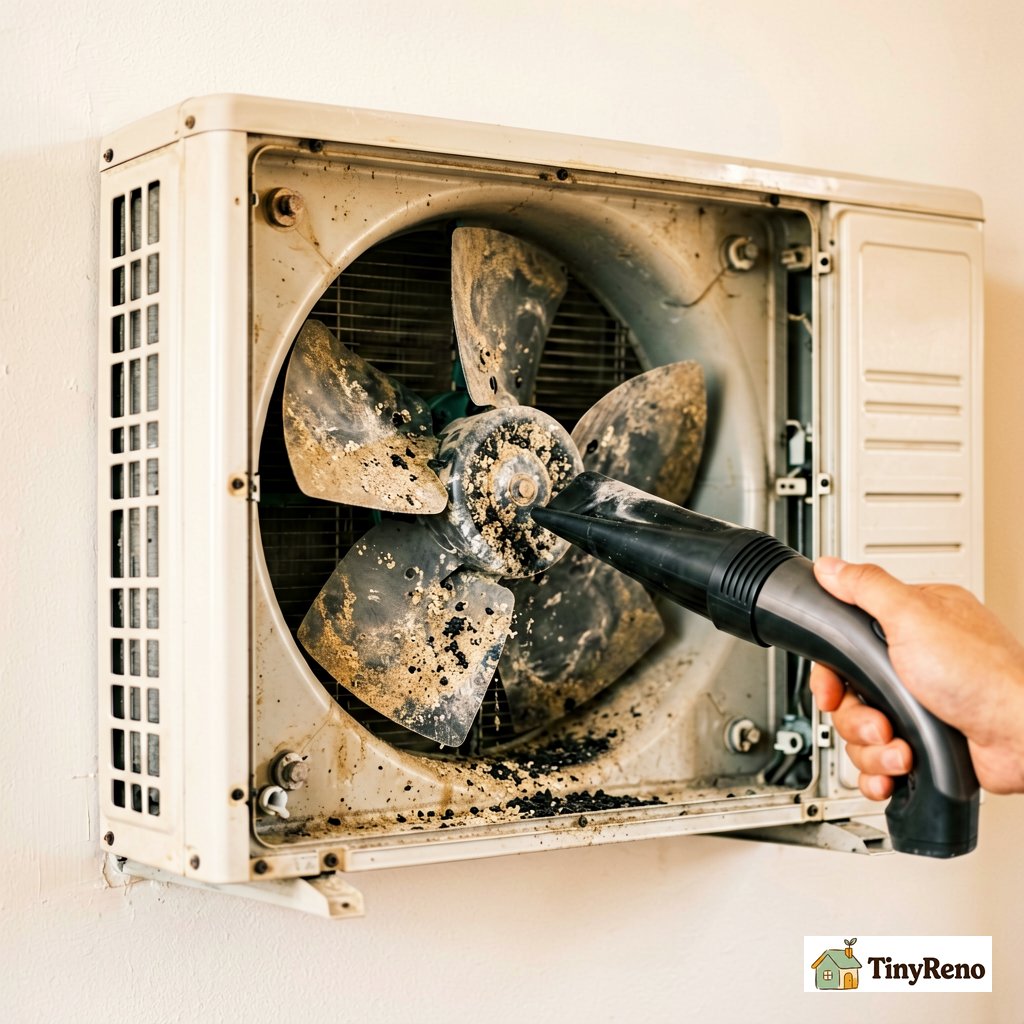 Cause 1 of AC fan not spinning: dust and debris on the blade — the most common and easiest fix