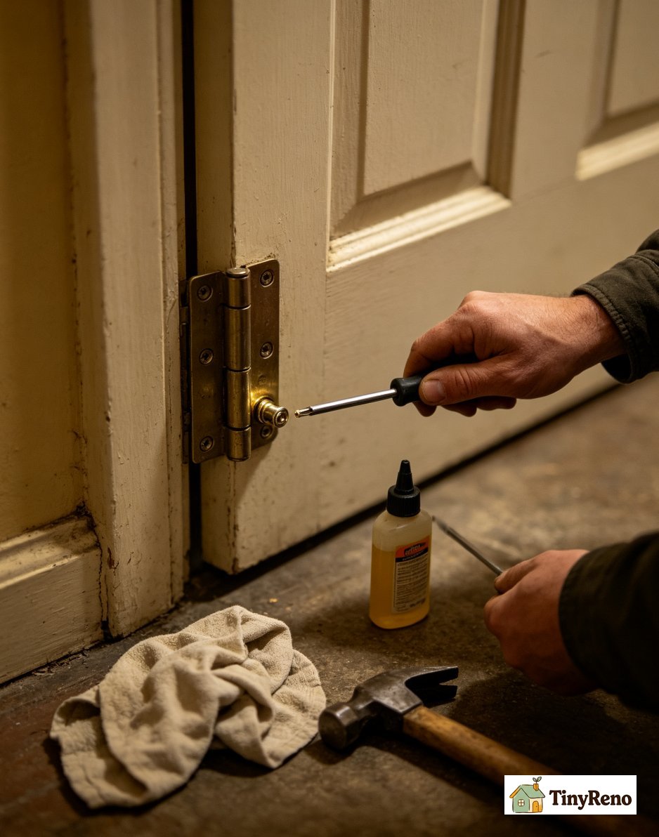 Most squeaky doors don't need a new hinge. They need a drop of oil.