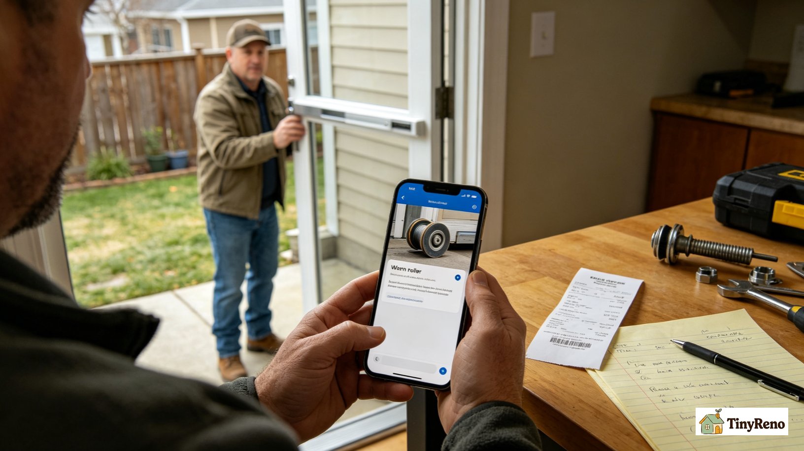 Guidance on communicating with landlords about worn patio door roller repairs