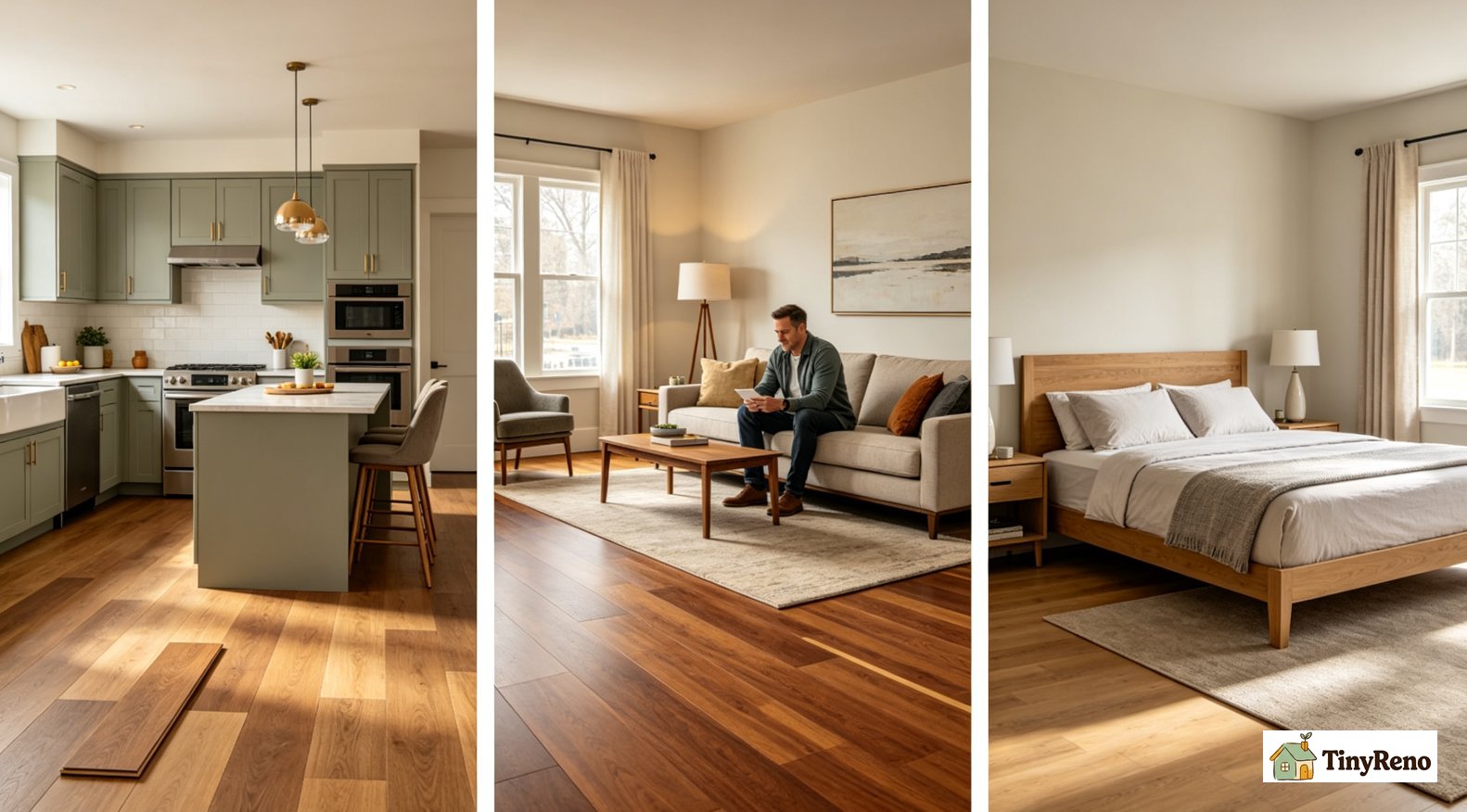 3-year decision guide for renters and homeowners, room-by-room selection rules for laminate versus engineered hardwood