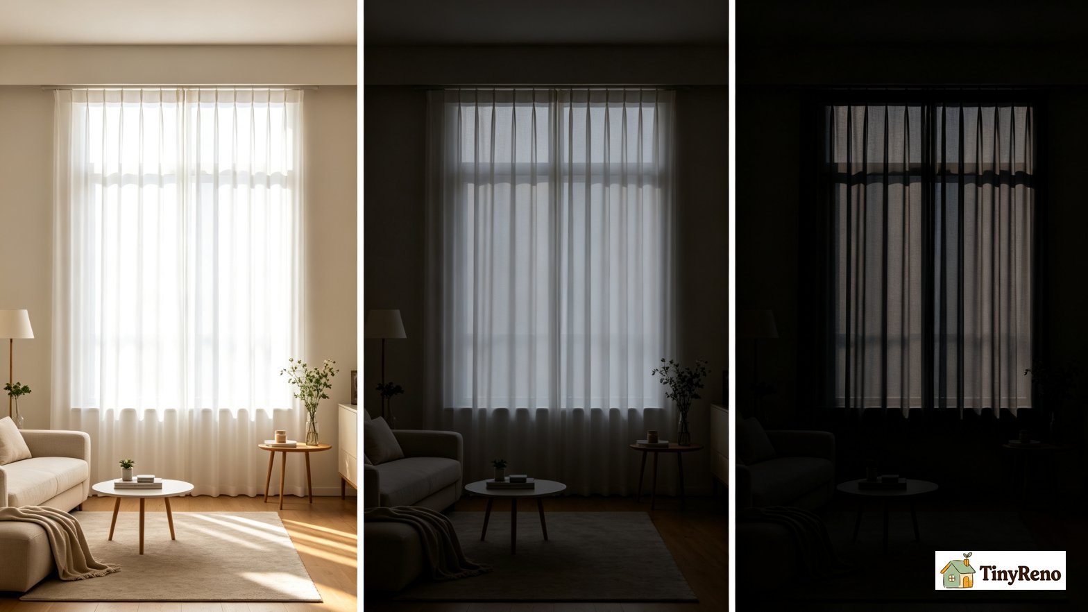 Compare the 3 light-blocking types for plaid blackout curtains: light filtering at 50 percent, room darkening at 80 percent, and blackout at 99 percent, in a labeled comparison