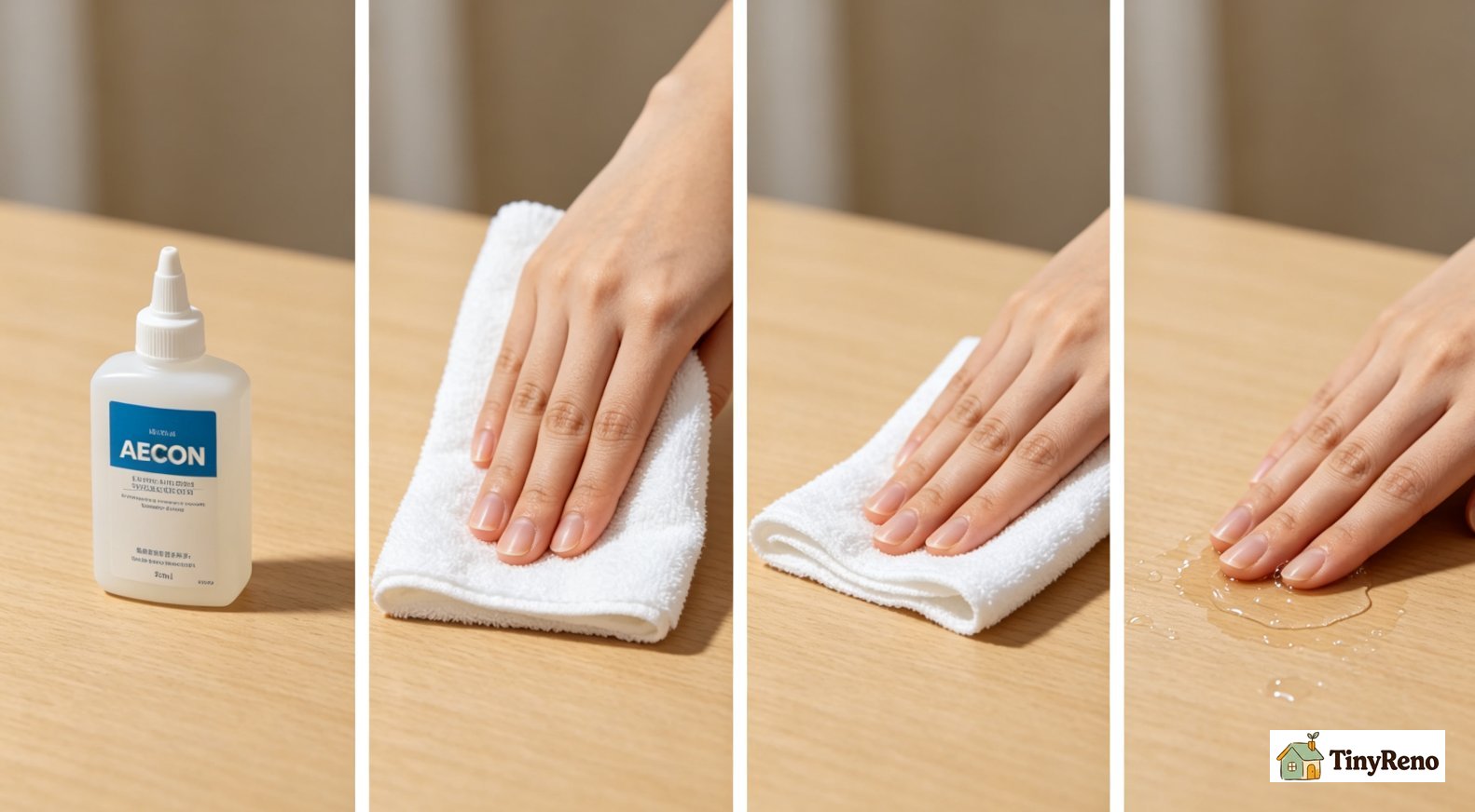 60-second immediate response steps for fresh nail polish spill, dry blotting without rubbing or adding acetone