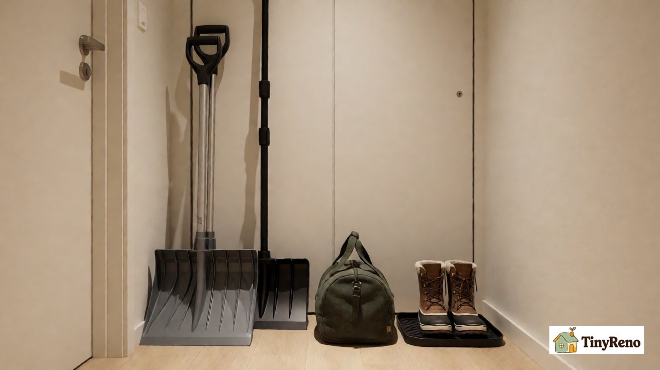 snow shovel storage options for apartment renters