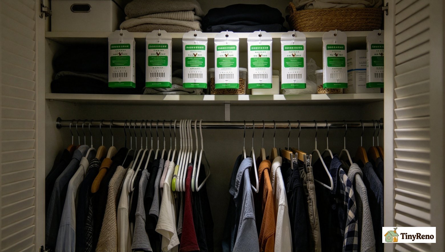 Multiple pheromone moth monitoring traps placed inside wardrobe after cleaning