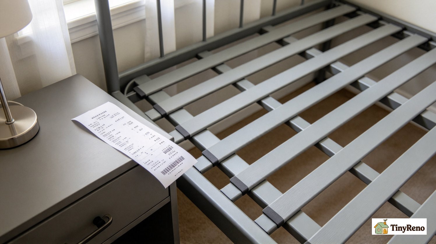 Purchase invoice/receipt for a tenant-owned bed frame, evidence proving the bed frame belongs to the renter not the landlord