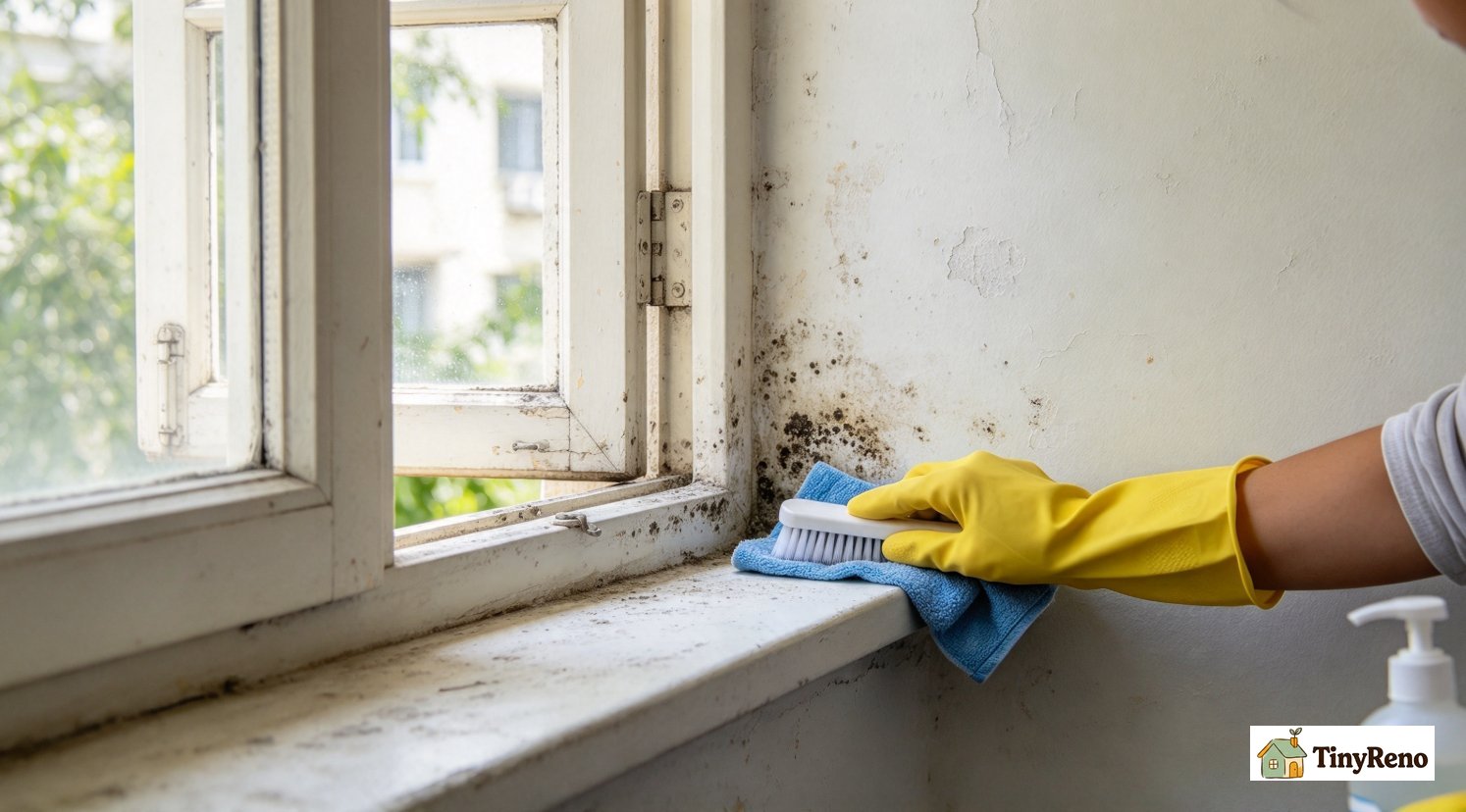 Show what to use to clean mold instead of bleach so the paint underneath is not damaged